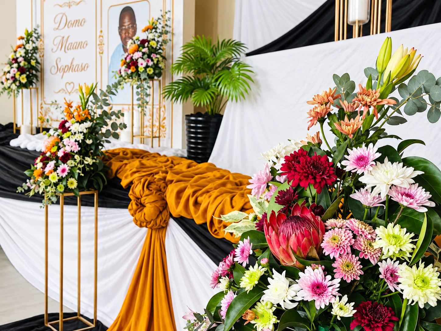 Fresh funeral flowers and decorations
