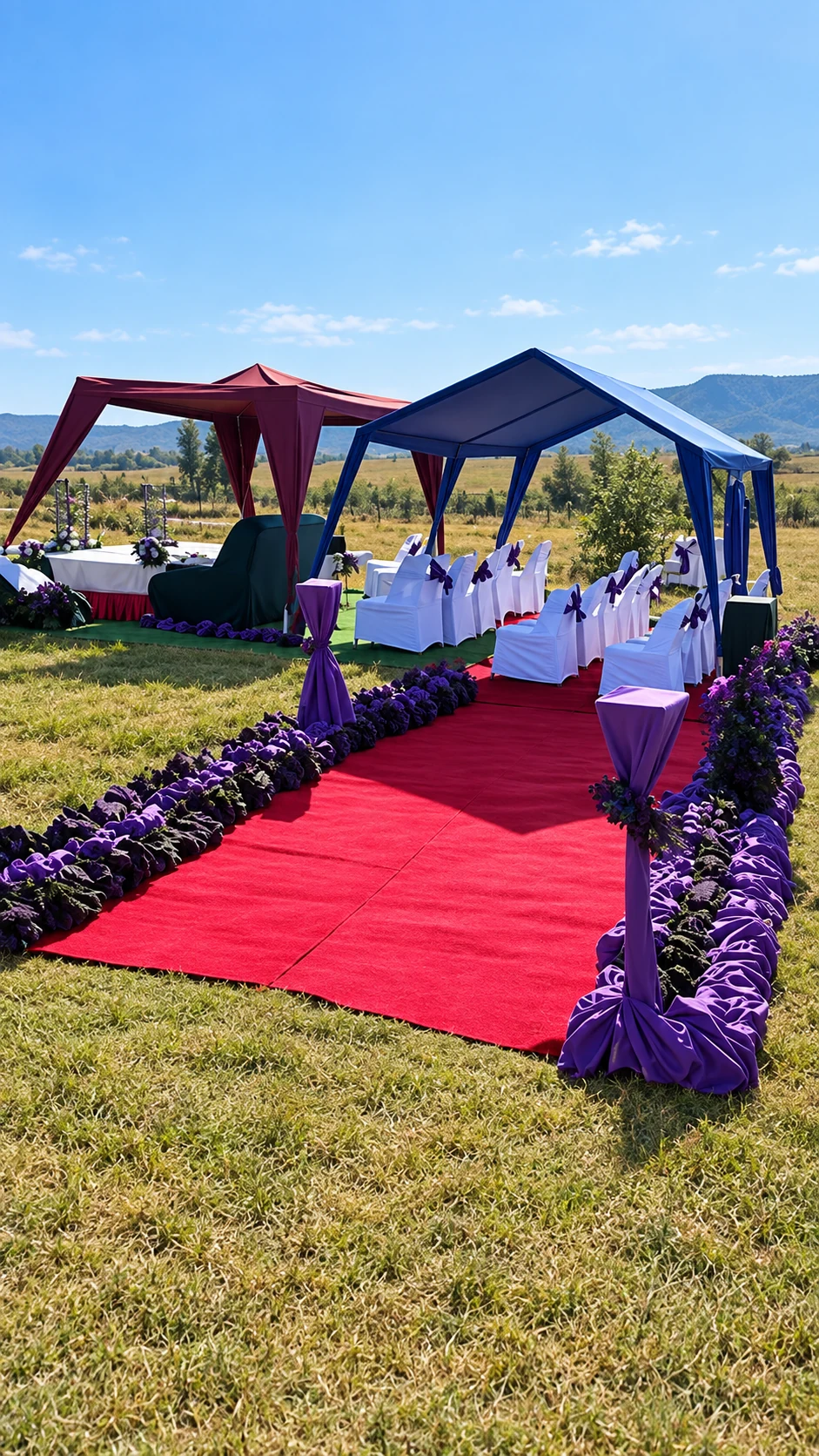 Outdoor tent funeral setup